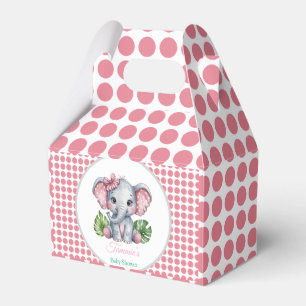 Roze Haar Bow Schattigee Olifant Baby shower Bedankdoosjes