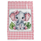 Roze Haar Bow Schattigee Olifant Baby shower Medium Cadeauzakje (Achterkant)