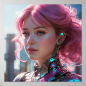 Roze haar en robotische details poster (Voorkant)