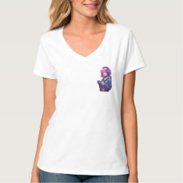Roze Haar Gamer Meisje Neon Kunst T-shirt