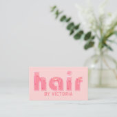 Roze Haar Glitter Drips Typografie Stylist Salon Visitekaartje (Staand voorkant)