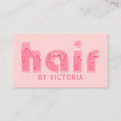 Roze Haar Glitter Drips Typografie Stylist Salon Visitekaartje (Voorkant)