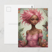 Roze haar Godin Briefkaart (Voorkant / Achterkant)