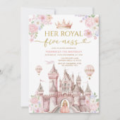 Roze Haar Koninklijke vijf-ness verjaardag Kasteel Kaart (Voorkant)