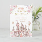 Roze Haar Koninklijke vijf-ness verjaardag Kasteel Kaart (Staand voorkant)