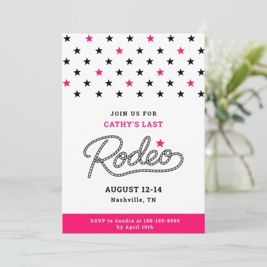 Roze Haar Laatste Rodeo Bachelorette-feest Kaart (Staand voorkant)