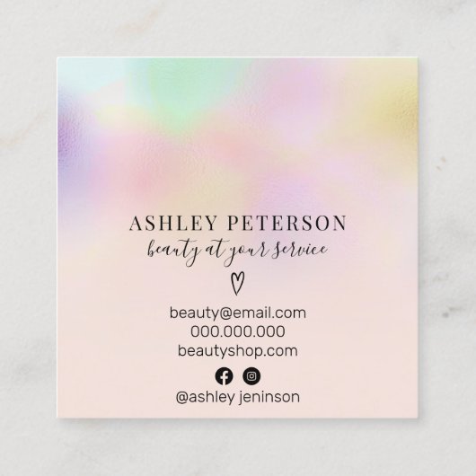 Roze haar logo vierkante visitekaartje (Achterkant)