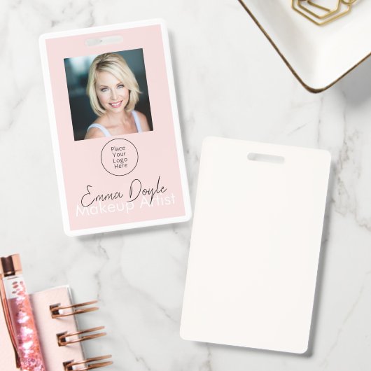 Roze Haar-, Make-up- & Schoonheidsstudio Branding Badge (Kantoor)