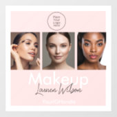 Roze Haar-, Make-up- & Schoonheidsstudio Branding Raamsticker (Vel)
