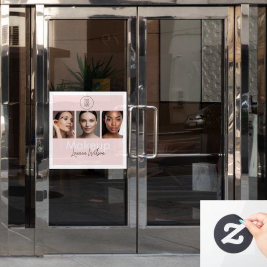 Roze Haar-, Make-up- & Schoonheidsstudio Branding Raamsticker (Kantoordeur)