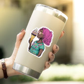 Roze Haar Meisje Holding Een Ice Cream Cone Sticker