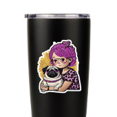 Roze Haar Meisje Hugging Een Pug Sticker