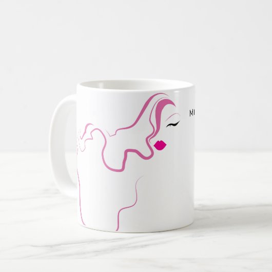 Roze haar met een liefdevol pictogram Hairstyling  Koffiemok (Voorkant links)