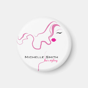 Roze haar met een liefdevol pictogram Hairstyling Magneet