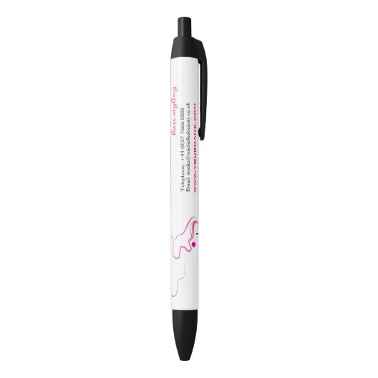 Roze haar met een liefdevol pictogram Hairstyling Zwarte Inkt Pen (Achterkant (Verticaal))