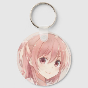 Roze haar met roze haar roze ogen manga sleutelhanger