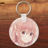 Roze haar met roze haar roze ogen manga sleutelhanger (Voorkant)