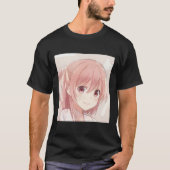 Roze haar met roze haar roze ogen manga T-Shi T-shirt (Voorkant)