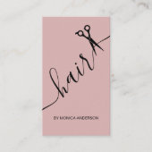 Roze Haar Script Stylist Schaar Verticaal Visitekaartje (Voorkant)