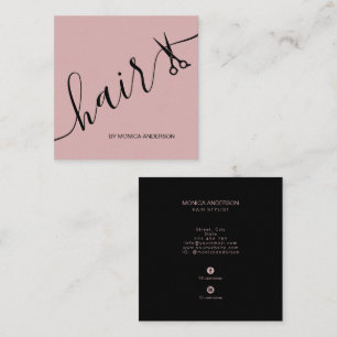 Roze Haar Script Stylist Schaar Vierkante Visitekaartje