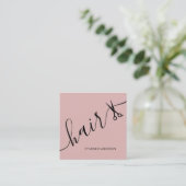 Roze Haar Script Stylist Schaar Vierkante Visitekaartje (Staand voorkant)