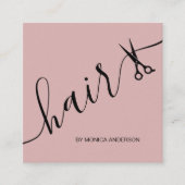 Roze Haar Script Stylist Schaar Vierkante Visitekaartje (Voorkant)