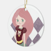 Roze haar-siermeisje! keramisch ornament (Links)