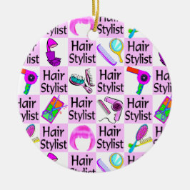 ROZE HAAR STYLIST KERSTORNAMENT KERAMISCH ORNAMENT