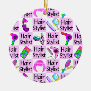 ROZE HAAR STYLIST KERSTORNAMENT KERAMISCH ORNAMENT