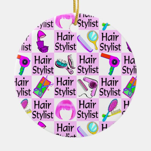  ROZE HAAR STYLIST KERSTORNAMENT KERAMISCH ORNAMENT (Voorkant)