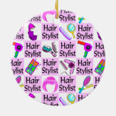  ROZE HAAR STYLIST KERSTORNAMENT KERAMISCH ORNAMENT (Achterkant)