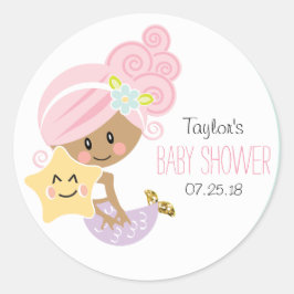 Roze Haar Zeemeermin Baby shower Stickers Donkere