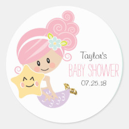 Roze Haar Zeemeermin Baby shower Stickers Lichte H