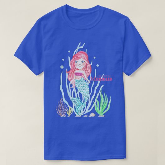 Roze haar zeemeermin glimlachend t-shirt (Design voorkant)