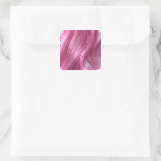 Roze haarachtergrond vierkant sticker (Tas)