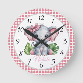Roze haarboog Cute olifant cadeau voor babyfeestje Ronde Klok