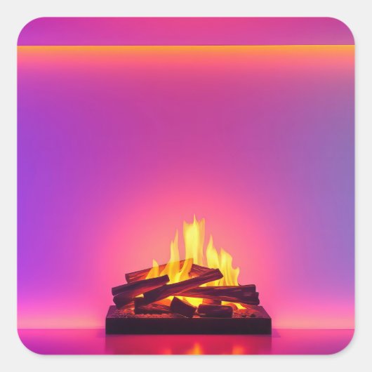 Roze haard ontwerp vierkante sticker (Voorkant)
