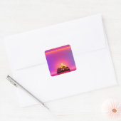 Roze haard ontwerp vierkante sticker (Envelop)