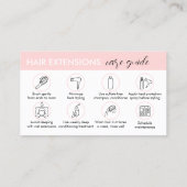 Roze haarextensies na de instructies van de verzor visitekaartje (Achterkant)