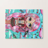 Roze haarharten en Kisses Fairy Big Eyes Legpuzzel (Horizontaal)