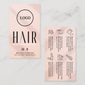 Roze haarnazorgkaart visitekaartje (Voorkant / Achterkant)
