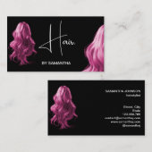 Roze haarstylist Moderne typografie haaruitbreidin Visitekaartje (Voorkant / Achterkant)