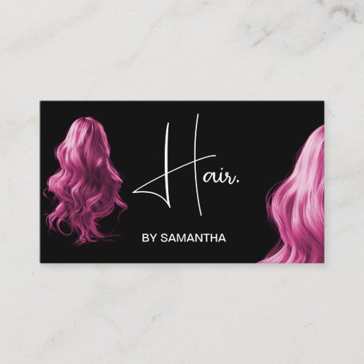 Roze haarstylist Moderne typografie haaruitbreidin Visitekaartje (Voorkant)