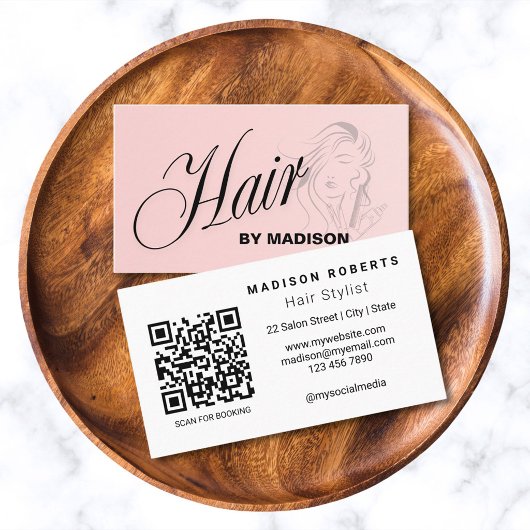 Roze Haarstylist QR Code  Visitekaartje