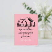 Roze Haarstylist Quote Grappige Kapper Sterren Briefkaart (Staand voorkant)