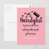 Roze Haarstylist Quote Grappige Kapper Sterren Briefkaart (Voorkant / Achterkant)