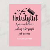 Roze Haarstylist Quote Grappige Kapper Sterren Briefkaart (Voorkant)