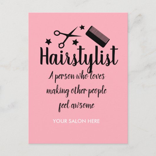 Roze Haarstylist Quote Grappige Kapper Sterren Briefkaart (Voorkant)