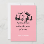Roze Haarstylist Quote Grappige Kapper Sterren Feestdagenkaart (Voorkant)
