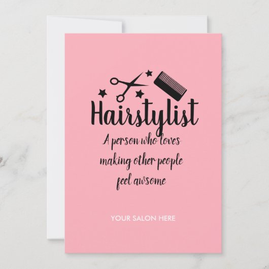Roze Haarstylist Quote Grappige Kapper Sterren Feestdagenkaart (Voorkant)
